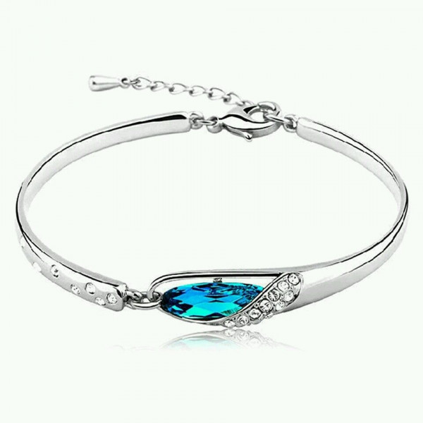 #3033 Fashion New Crystal Women Bracelet Blue Color Silver Plated Charm Bracelet #3033 Fashion New Crystal Women Bracelet Blue Color Silver Plated Charm Bracelet