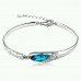 #3033 Fashion New Crystal Women Bracelet Blue Color Silver Plated Charm Bracelet
