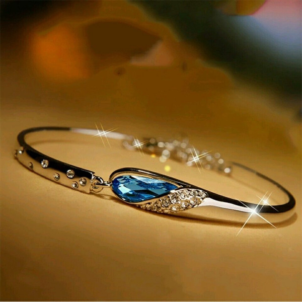 #3033 Fashion New Crystal Women Bracelet Blue Color Silver Plated Charm Bracelet #3033 Fashion New Crystal Women Bracelet Blue Color Silver Plated Charm Bracelet