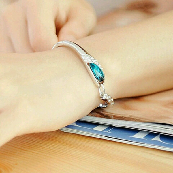 #3033 Fashion New Crystal Women Bracelet Blue Color Silver Plated Charm Bracelet #3033 Fashion New Crystal Women Bracelet Blue Color Silver Plated Charm Bracelet