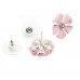 #1163 Fashion Women Petals Pink Flower Crystal Rhinestone Ear Stud Earrings