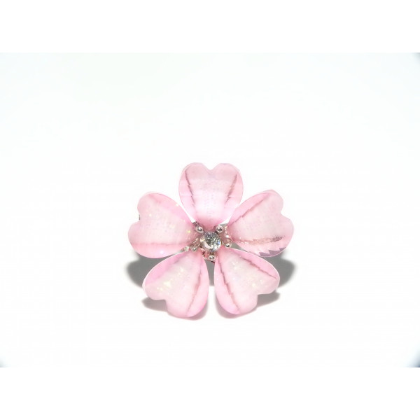 #1163 Fashion Women Petals Pink Flower Crystal Rhinestone Ear Stud Earrings