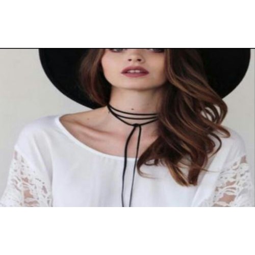 #8051 fashion blogger tie necklace bow necklace