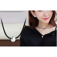 #8053 New vintage women black leather cord necklace Maxi statement necklace