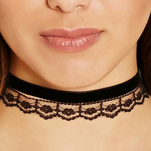 #8054 hollow out lace black choker necklace short punk vintage choker necklace