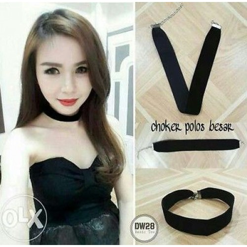 #8061 Women Black Rope Choker Necklace Velvet