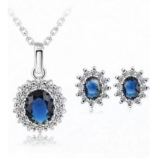 #5002 Blue Royal Princess Imitation Gemstones Earrings Necklaces set