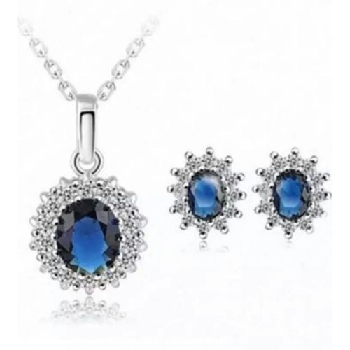 #5002 Blue Royal Princess Imitation Gemstones Earrings Necklaces set