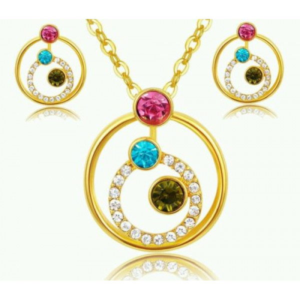 #5007 18k gold plated crystal wedding bridal african necklace earring set #5007 18k gold plated crystal wedding bridal african necklace earring set