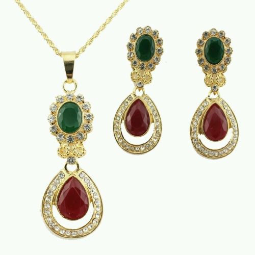 #5014 African wedding jewelry set 18K gold plated necklace pendant earrings set