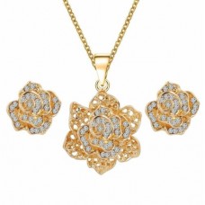 #5024 Arrival 18k Yellow Gold Plated Heart Austrian Crystal Necklace Earring set