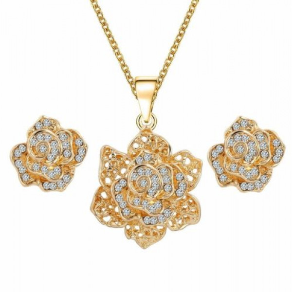 #5024 Arrival 18k Yellow Gold Plated Heart Austrian Crystal Necklace Earring set #5024 Arrival 18k Yellow Gold Plated Heart Austrian Crystal Necklace Earring set