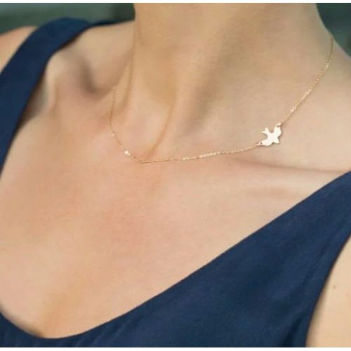 #7004 Gold Plated Necklace Pendant Necklace Female Doves Big Gift  Maxi Necklace