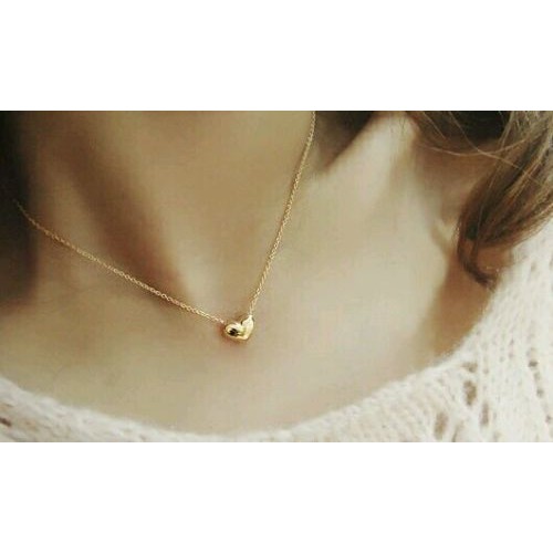 #7008 Romantic Ladies Design Chic Gold Color Chain Heart Love Pendant Necklace