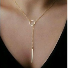 #7034 Hot Selling Gold Circle and Long Bar Pendants Necklaces