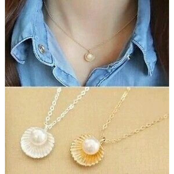 #7040 New Fashion Simulated Pearl Jewelry Gold Plated Shell Statement Necklace #7040 New Fashion Simulated Pearl Jewelry Gold Plated Shell Statement Necklace