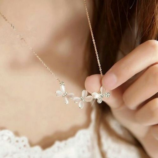 #7042 Opals butterfly short chain necklace female paragraph clavicle necklace #7042 Opals butterfly short chain necklace female paragraph clavicle necklace
