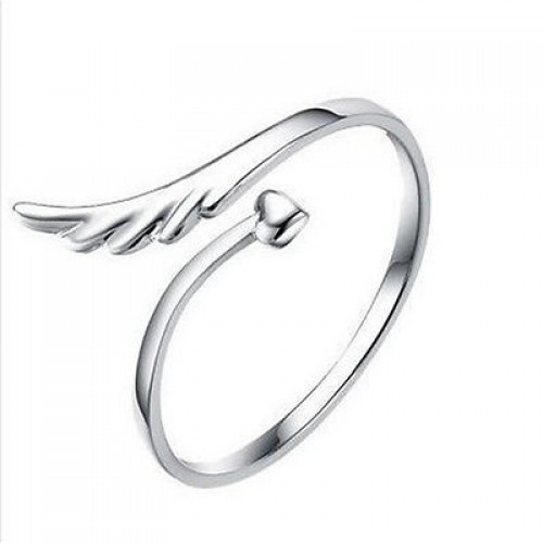 9063 Women's Fashion Silver Plated Joint Angel Wings Opening Ring New Patttern