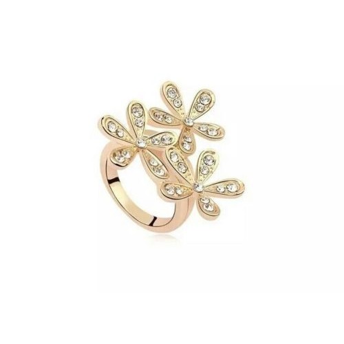 9126 Korean fashion new full imitation crystal zircon alloy snowflake ring