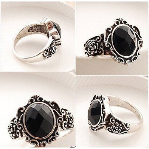 9133 European Style Retro Women's Man's Fashion Jewelry Black Imitation Ring