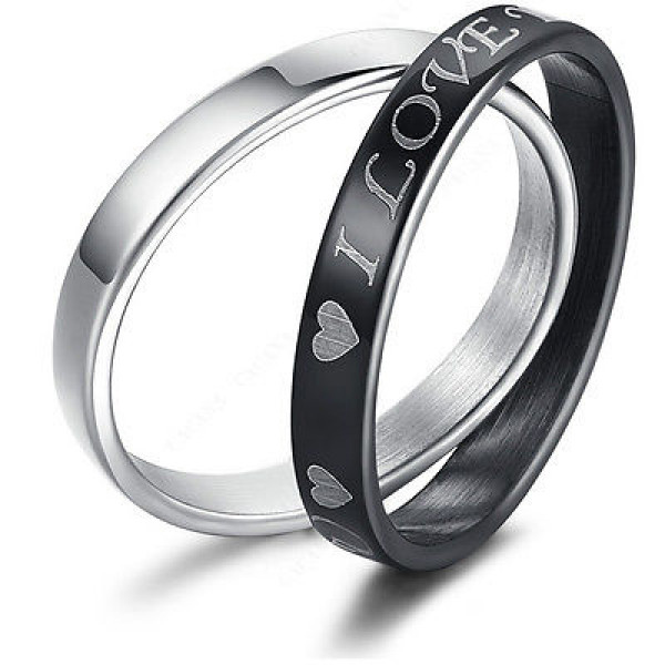 9206 Stainless Steel Rings For Women Double Rings 1set(2pcs) Loving Heart 9206 Stainless Steel Rings For Women Double Rings 1set(2pcs) Loving Heart