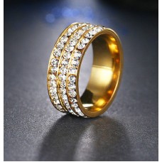 9211 Stainless Steel Gold Crystal Rings For Women Fashion Jewellery