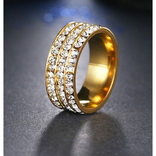 9211 Stainless Steel Gold Crystal Rings For Women Fashion Jewellery