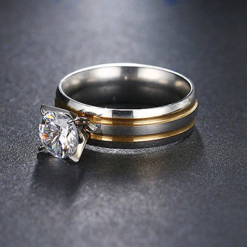 9223 Stainless Steel CZ Diamond Rings For Women Fashion
