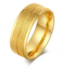 9235 Stainless Steel Ring For Women & Men Gold Plated Double Bright Lines  ring
