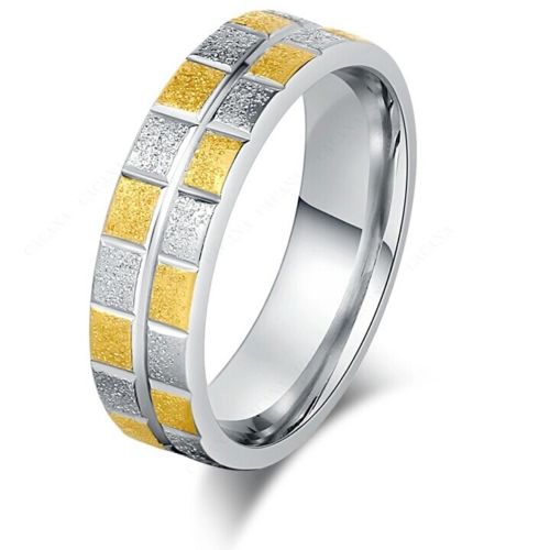 9237 Stainless Steel Ring For Women& Men Mixing Square Yellow And Silver Color