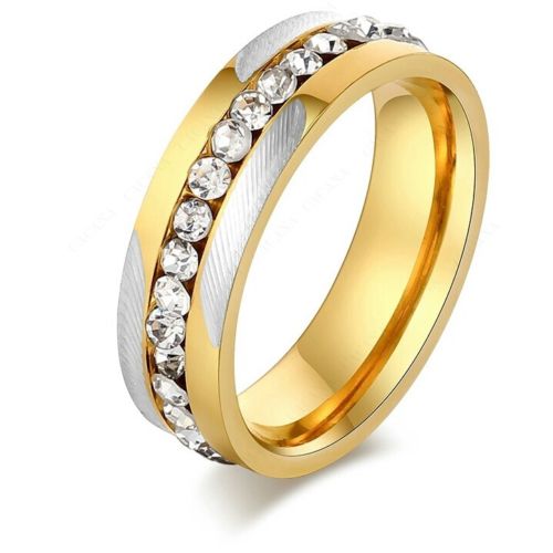 9242 Stainless Steel Rings For Women & Men Gold Plated CZ Diamond ring