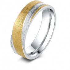 9245 Stainless Steel Rings For Women & Men Gold Plated Shining Sand On ring