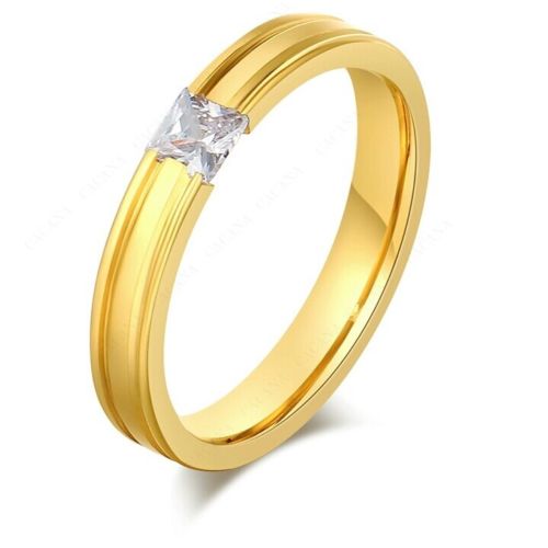 9251 Stainless Steel Ring Women & Men Gold Plated Catch CZ Diamond Fashion ring