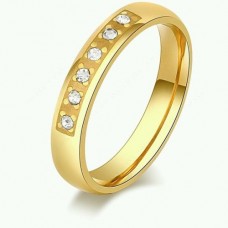 9253 Stainless steel rings for women & men 18k gold plated five CZ diamond ring