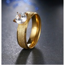 9261 Stainless Steel Rings For Women & Men Gold Plated Clear CZ Diamond ring