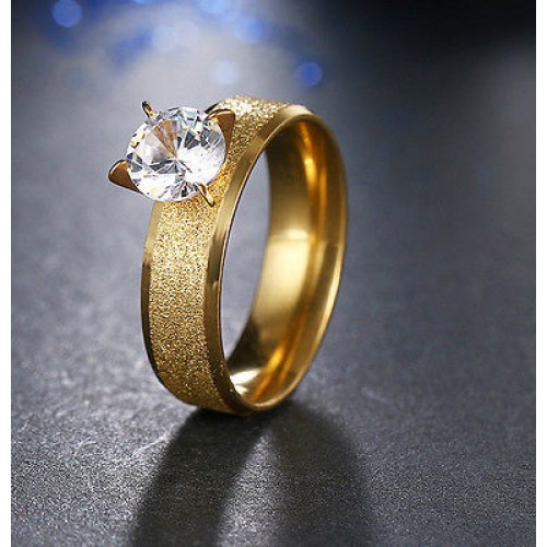 9261 Stainless Steel Rings For Women & Men Gold Plated Clear CZ Diamond ring
