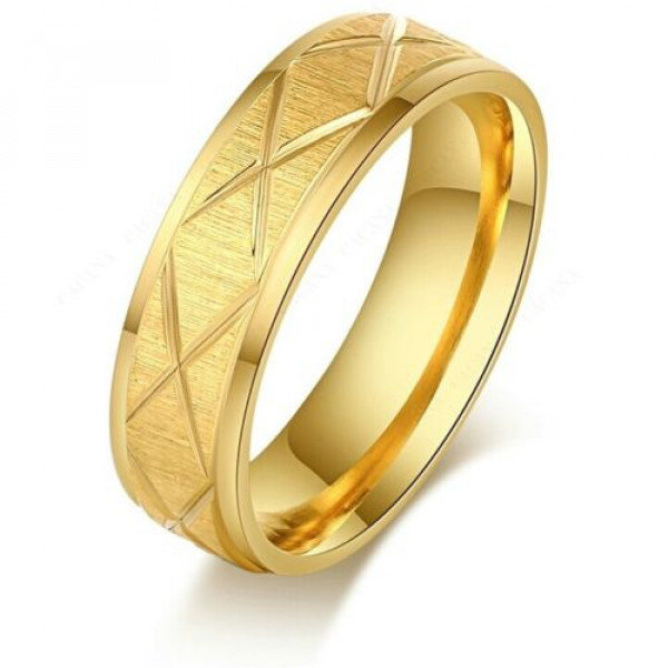 9269 Stainless Steel RingsWomen & Men Gold Plated X Symbol Notch Fashion ring 9269 Stainless Steel RingsWomen & Men Gold Plated X Symbol Notch Fashion ring
