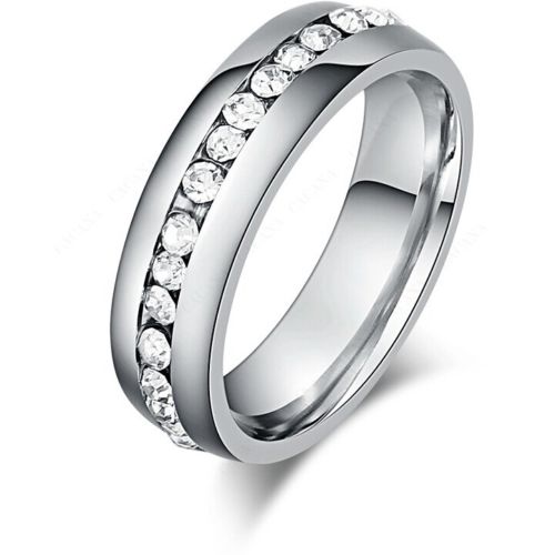 9274 Men Women's Couple Romantic Stainless Steel Engagement Ring withCZ diamond