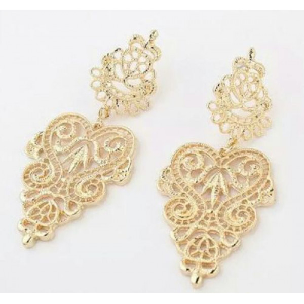 #1197 Hollow Women Silver Gold Leaflike Long Bohemian Pierced Dangle Earrings #1197 Hollow Women Silver Gold Leaflike Long Bohemian Pierced Dangle Earrings
