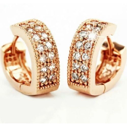 #1199 Love Heart-shaped Earrings Rose Gold Plated Cz Diamond Earrings