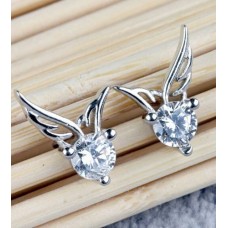 #1205 Korean Women Silver Angel  Wings Earrings