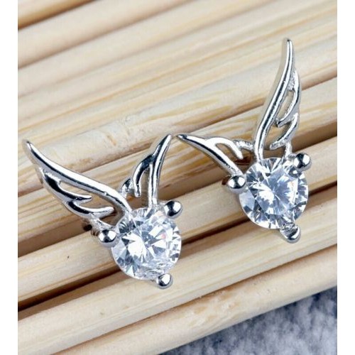 #1205 Korean Women Silver Angel  Wings Earrings