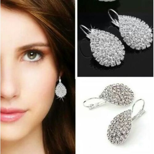 #1206 Ladies Wind Claw Chain Water Droplets Full Rhinestones Earrings