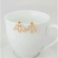 #1208 New Hollow Alloy Color Geometric Gold Fashion Flower Earrings