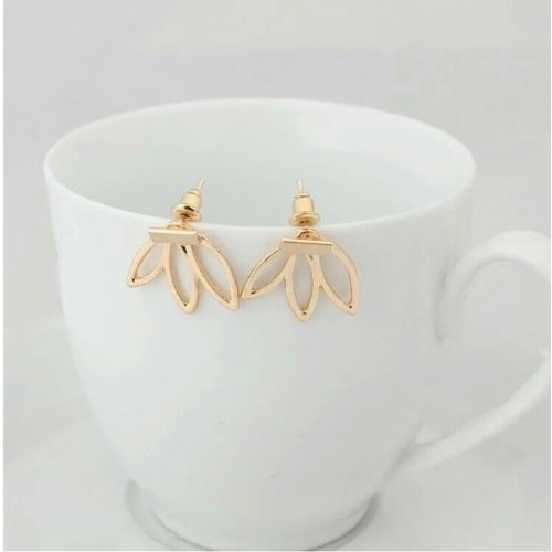 #1208 New Hollow Alloy Color Geometric Gold Fashion Flower Earrings