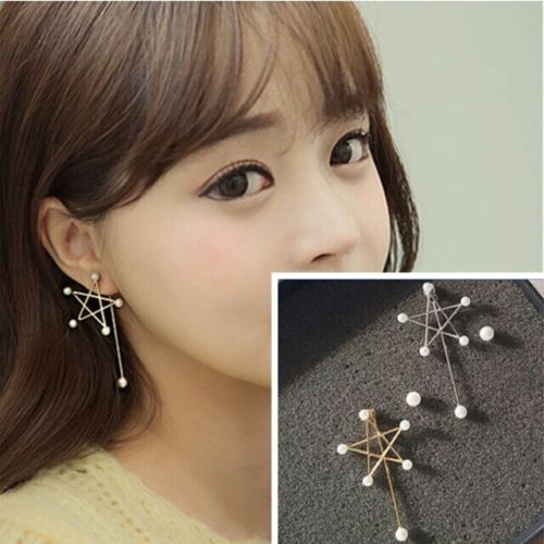 #1210 1 piece Fashion Imitation pearls star with a stick earring