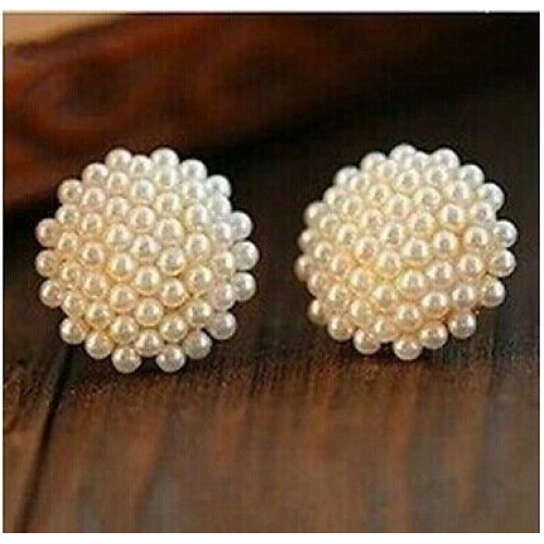 #1211 New Fashion Vintage Korean Full Pearl Peach Heart Earrings