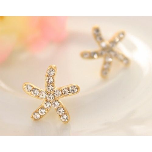 #1212 Korean version of sweet and elegant and lovely golden starfish earrings
