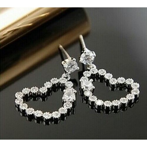 #1215 Women's Fashion Rhinestone Imitation Heart Love Stud Earrings