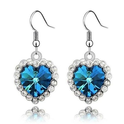 #1219 Blue Love Ocean Star Heart Shaped Earrings